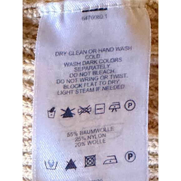 Lands’ End Women’s 1X Ribbed Cardigan Sweater Camel Tan Cotton Wool Blend - Picture 7 of 7